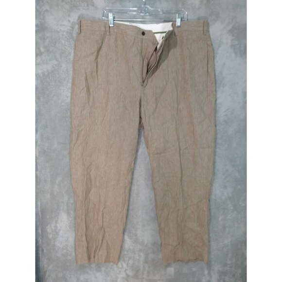 Orvis Pants Mens 42x29 Beige Linen Chino Tapered Leg Flat Front Outdoor - Picture 1 of 9